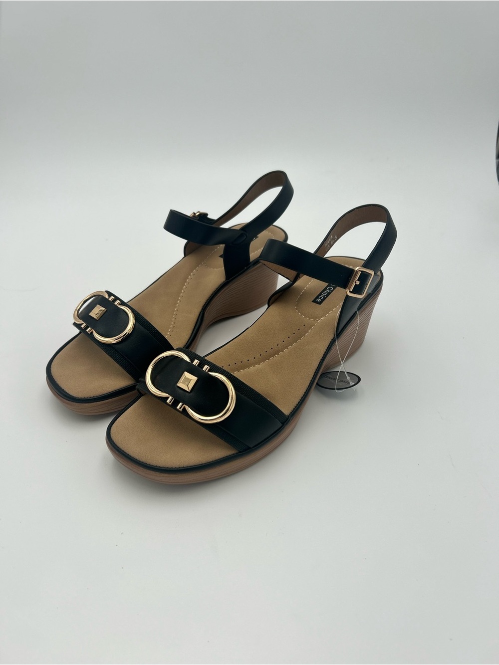 Good Choice Black Comfort Wedge Heel Sandals